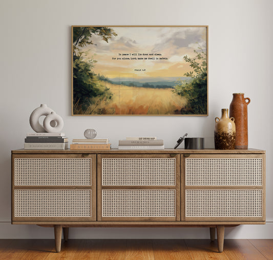 Golden Field of Peace with Psalm 4:8