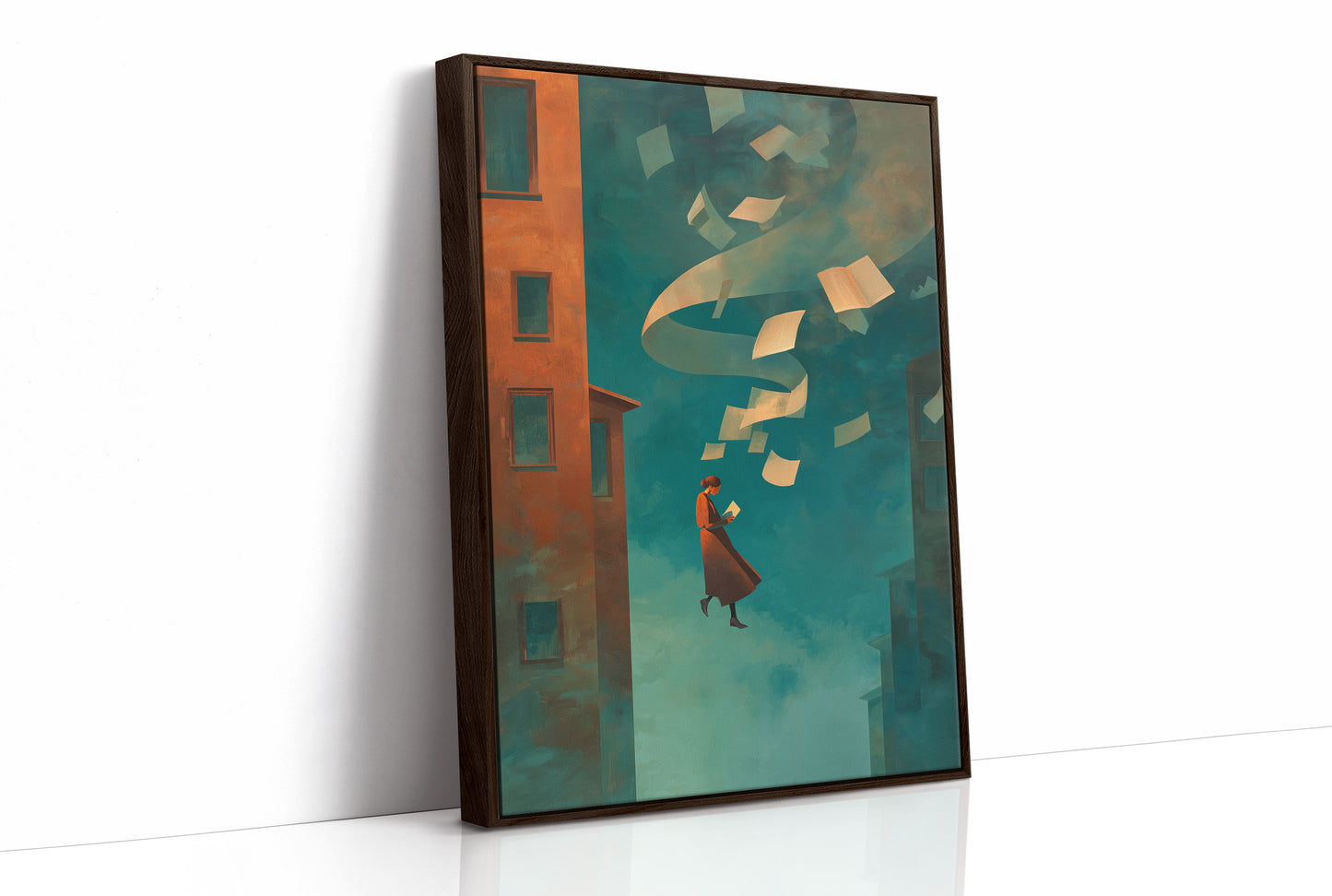 Stories Lift Her Between Buildings