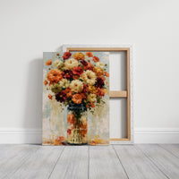 Zinnias in Glass, Sunlit Bunch