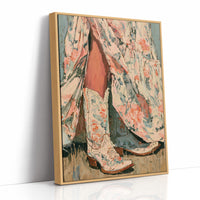 Coral Floral Cowboy Boots Study