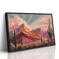 Saguaros Bathe In Coral Light