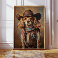 Cocker Spaniel Sheriff in Turquoise and Rust