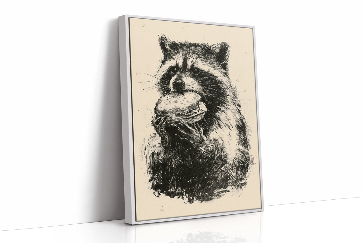 Raccoon With Stolen Snack