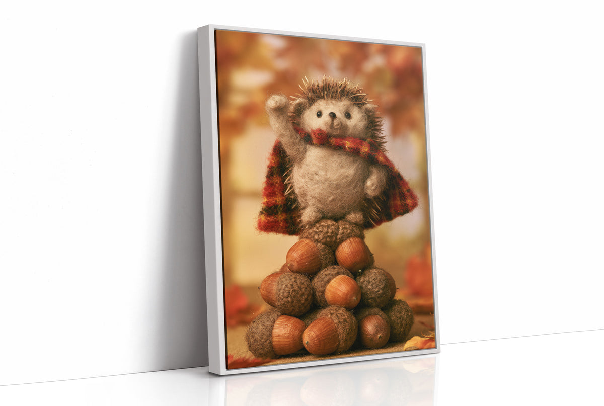 Felted Hedgehog Acorn Champion