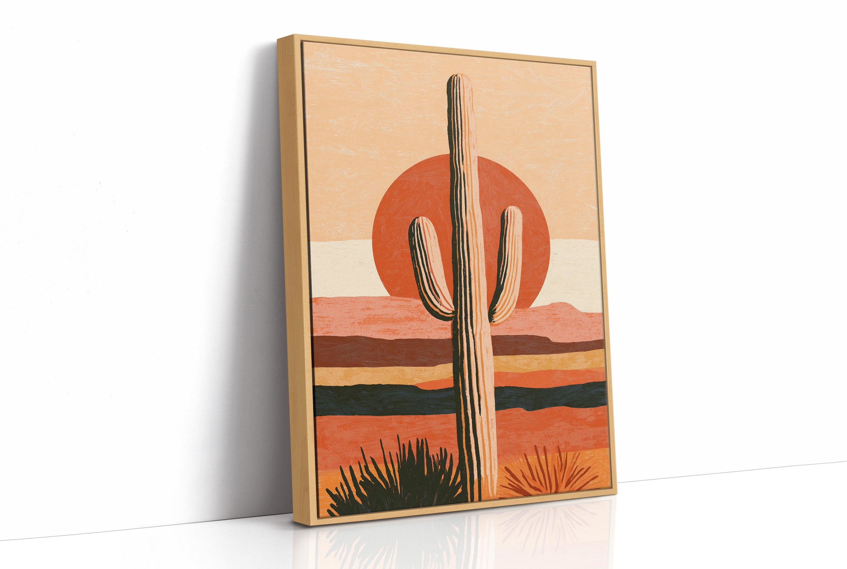 Illustrated Saguaro Layered Sunset