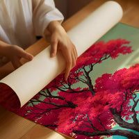 Red Tree, Blue Mountains, Still Morning