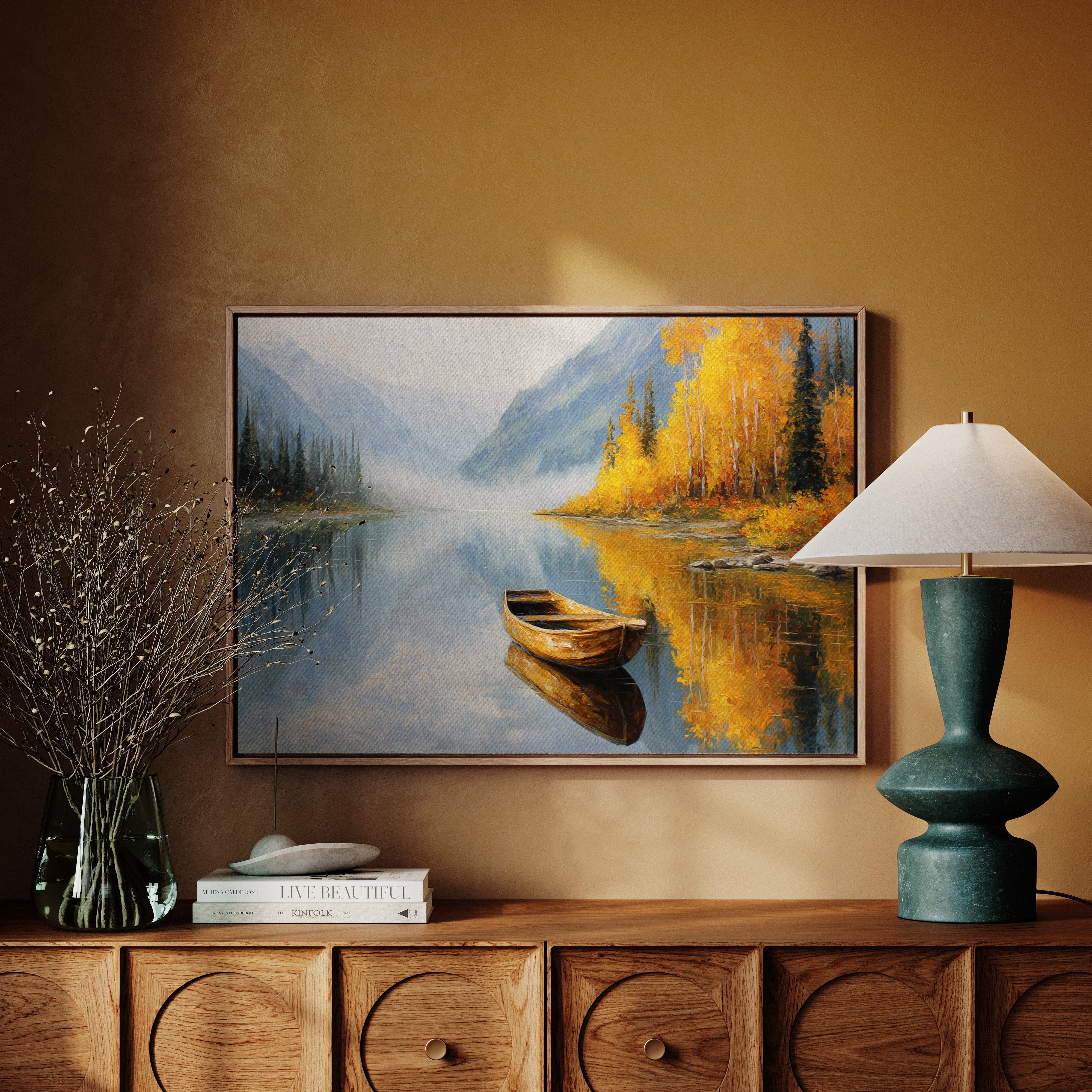 Autumn Canoe Waits For Adventure