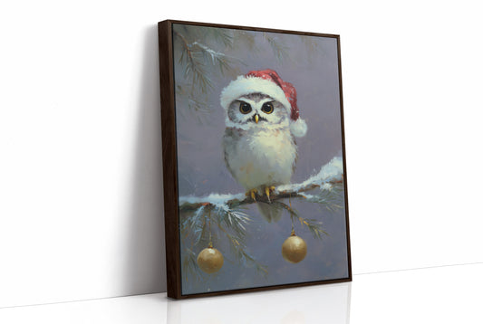 Festive Owl Perches Among Ornaments