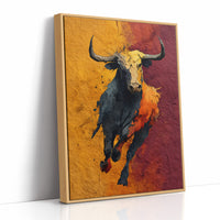 Longhorn Charging, Gold and Wine