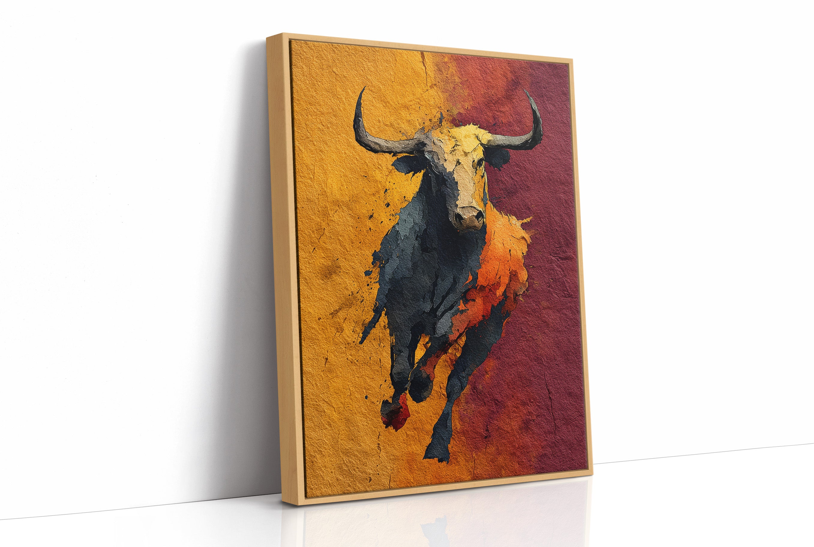 Longhorn Charging, Gold and Wine