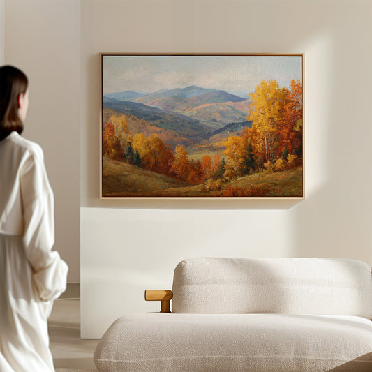 Autumn's Embrace on Distant Hills