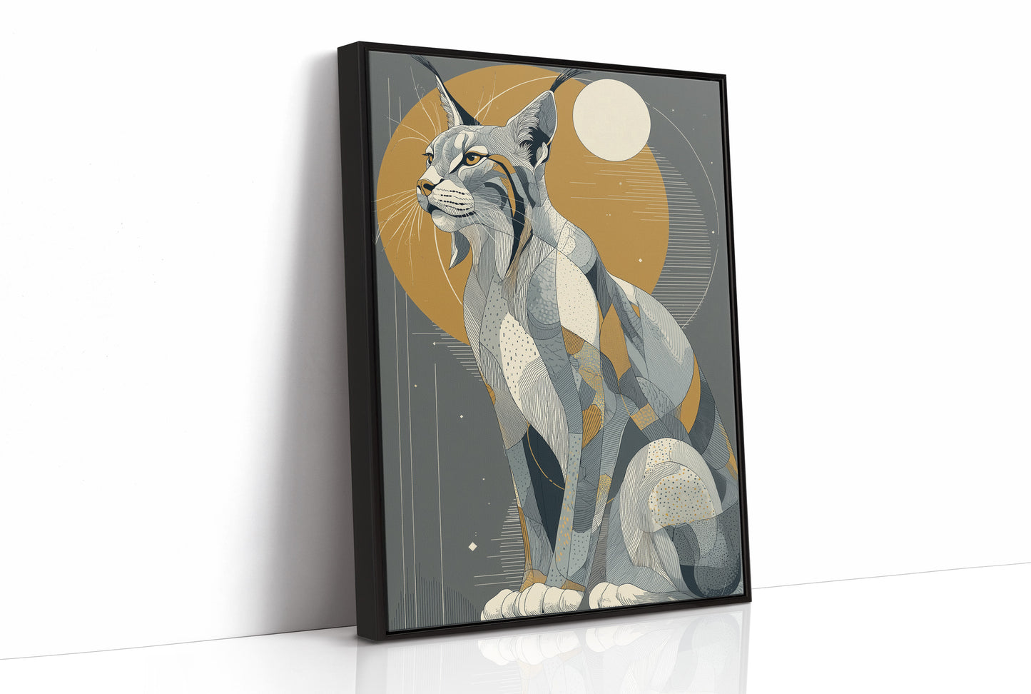 Lynx Under Golden Moon