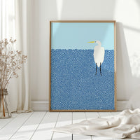 Egret in Blue Dotted Waters