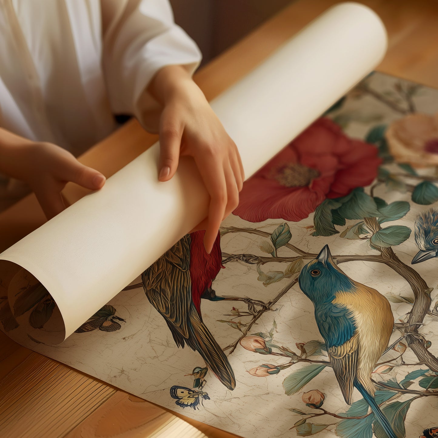 Songbirds Among Coral Blooms
