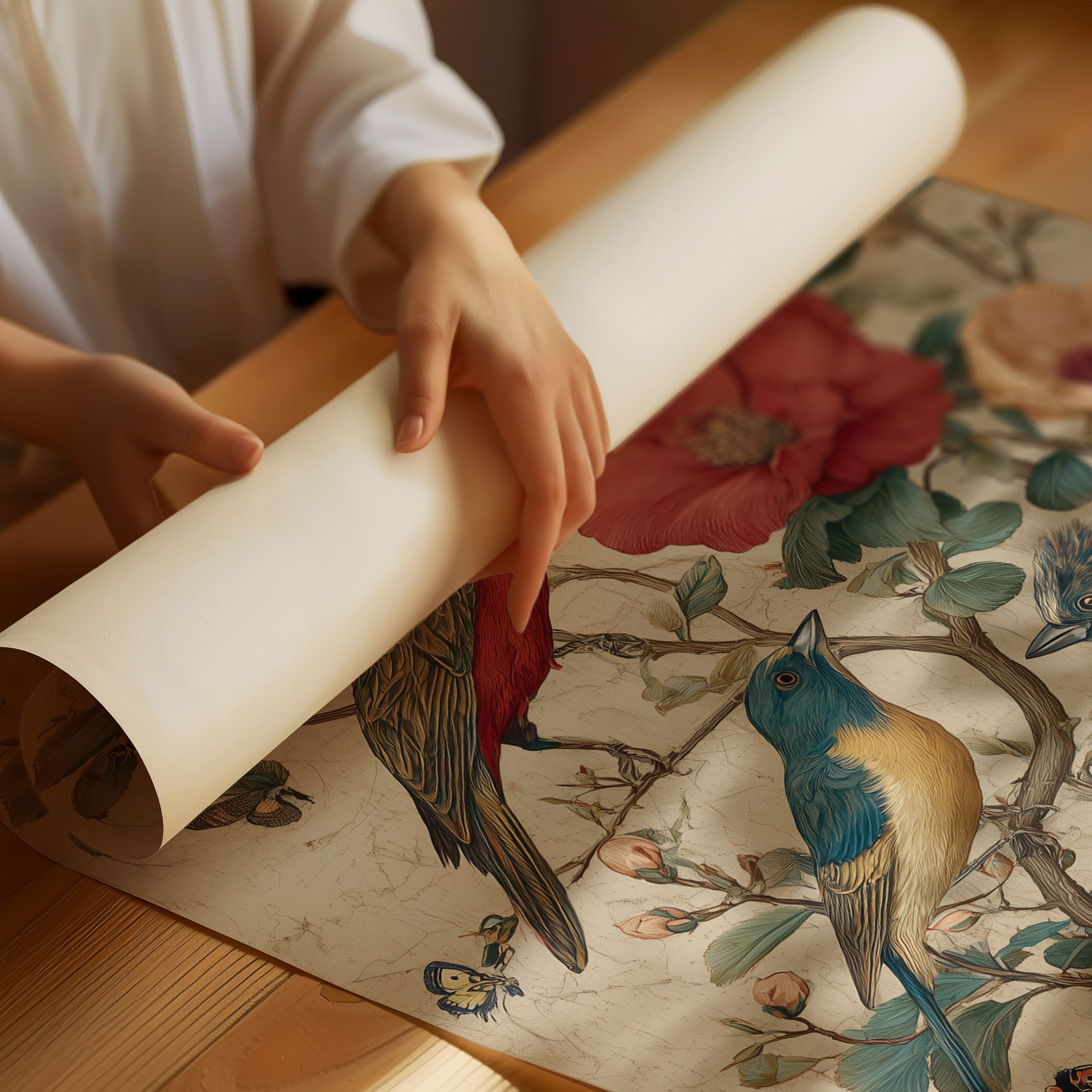Songbirds Among Coral Blooms