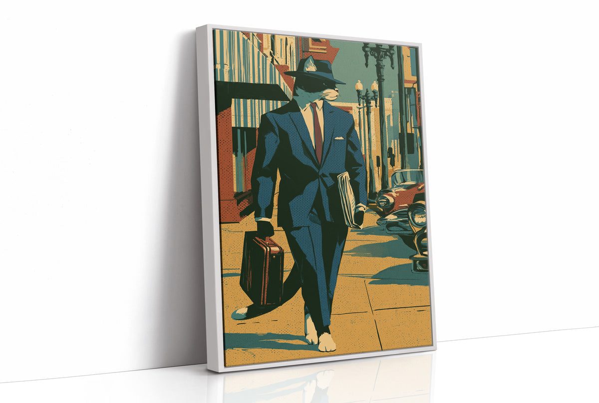 Noir Detective Cat Street Scene