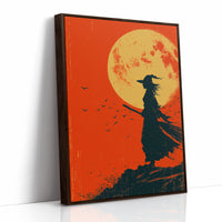 Silhouette Beneath the Amber Moon