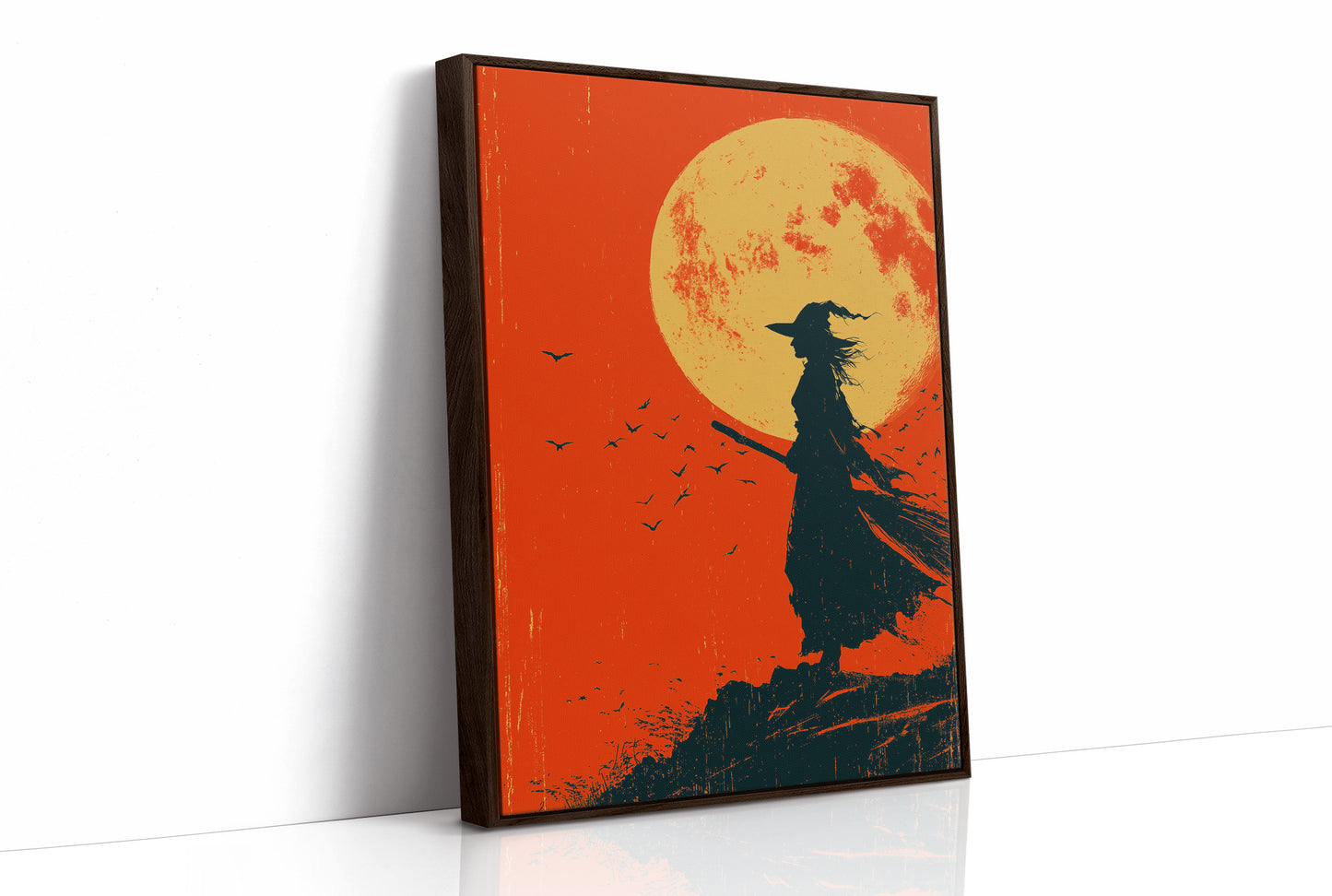 Silhouette Beneath the Amber Moon