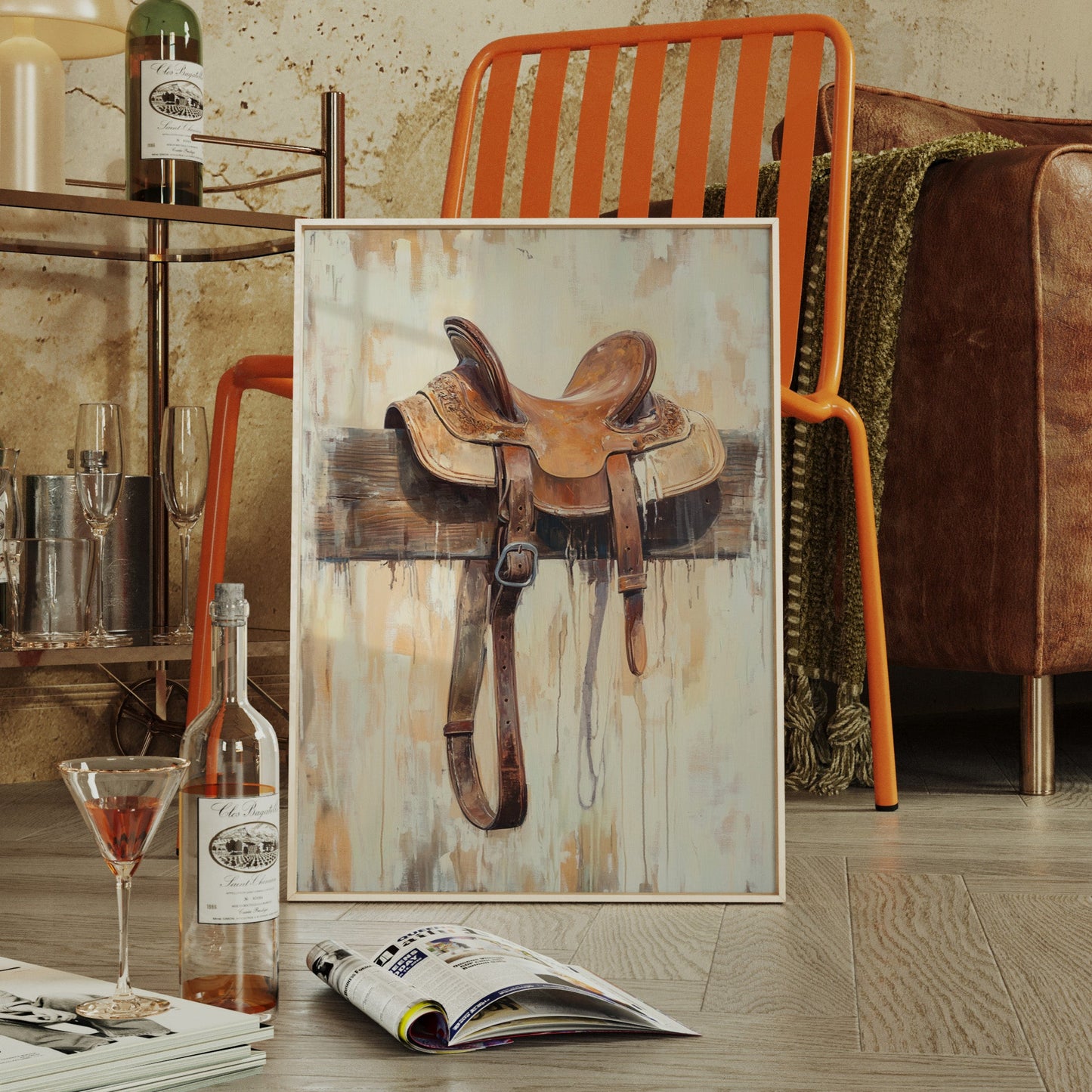 Weathered Rest: Western Saddle Still Life