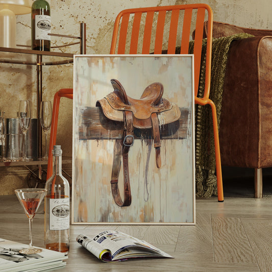 Weathered Rest: Western Saddle Still Life
