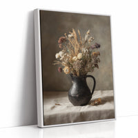 Dried Blooms In Earthen Pitcher