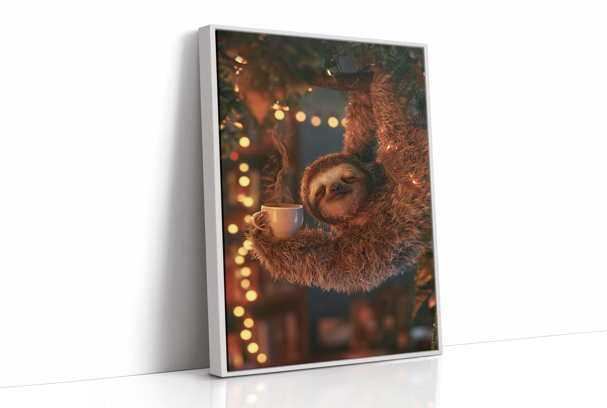 Sleepy Sloth Bokeh Coffee