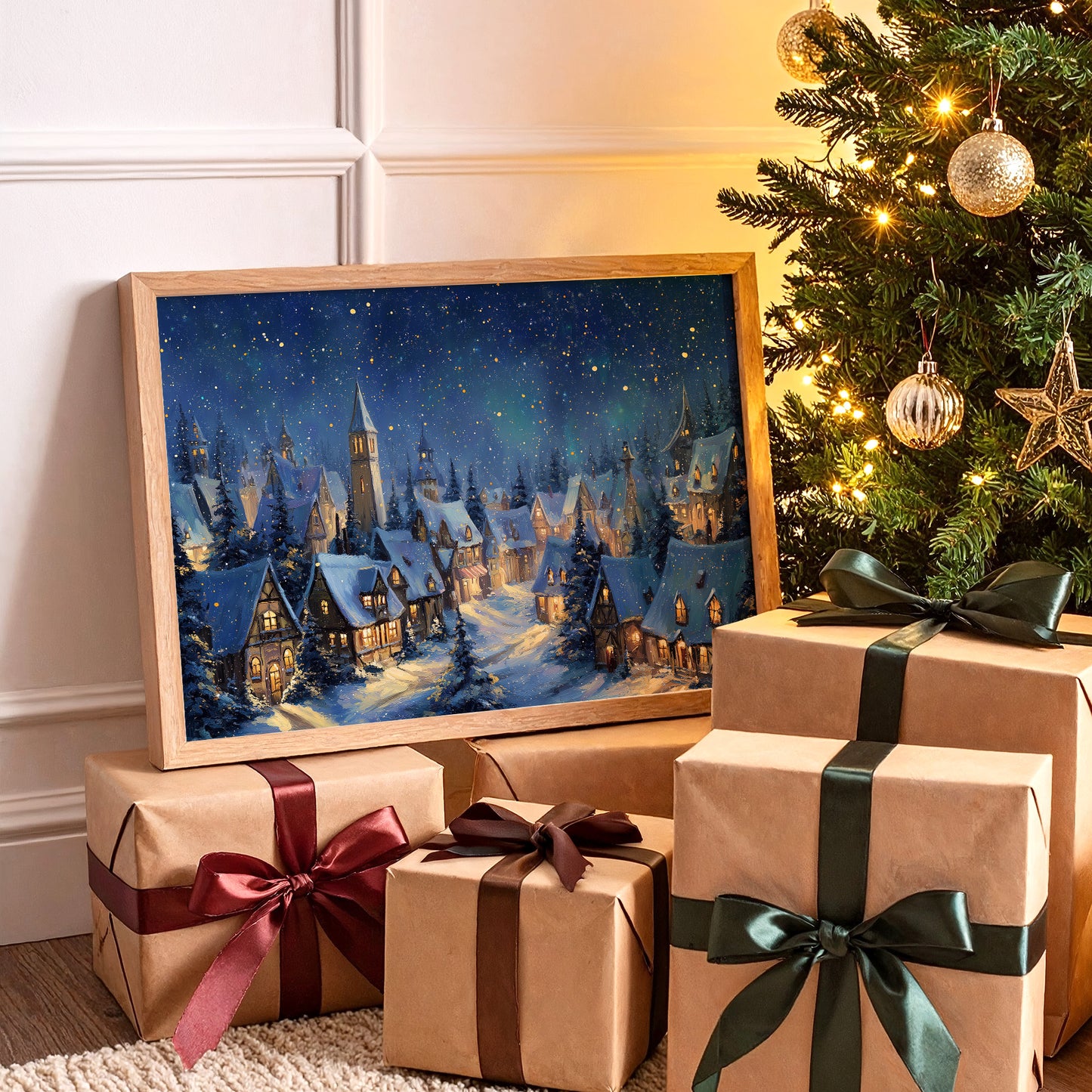 Starlit Village Keeps Winter's Secret