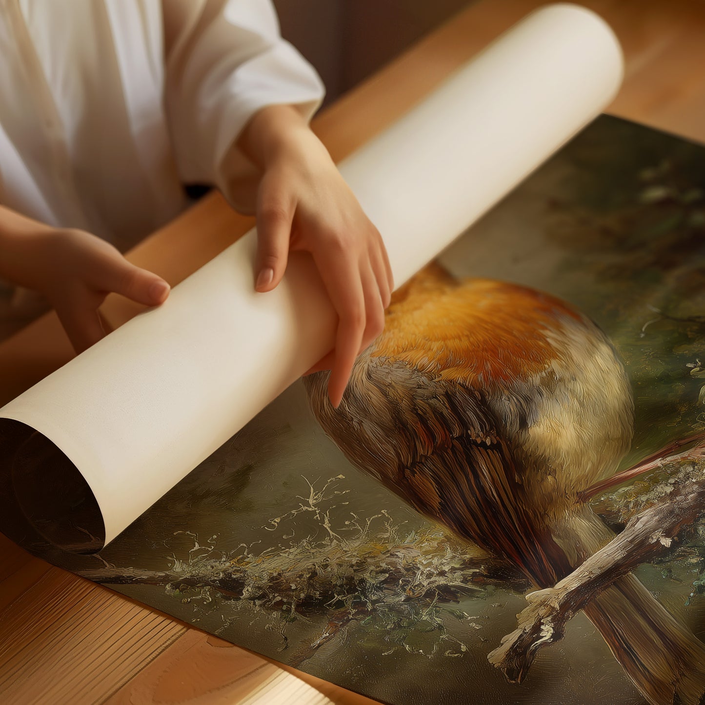 Amber Feathers Against Faded Light