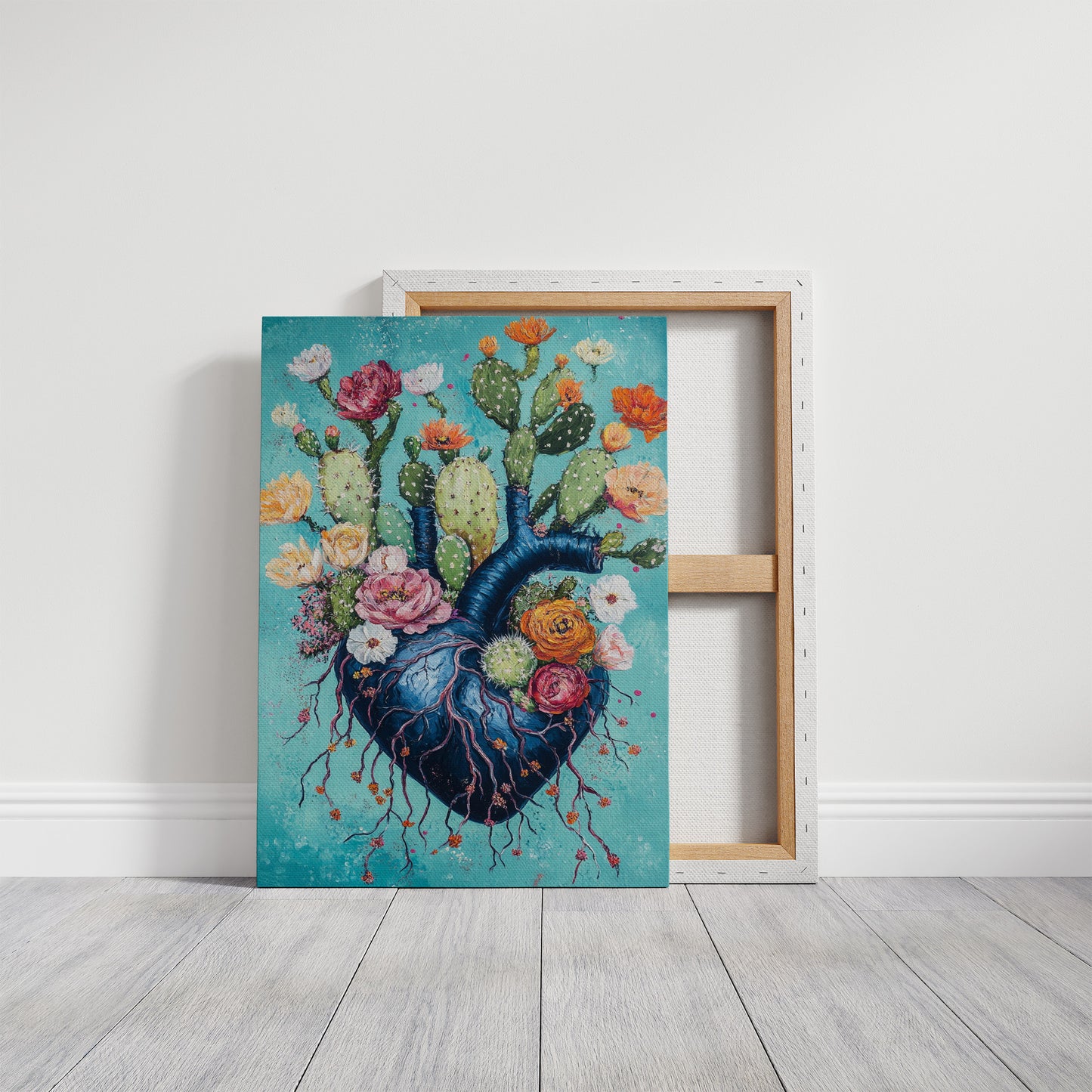 Cactus Heart Bloom – Surreal Desert Botanical Wall Art