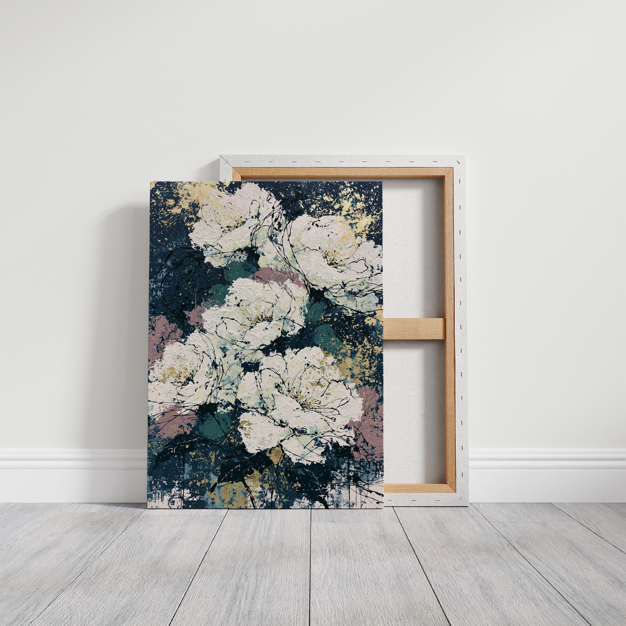 Midnight Blooms in Gold Leaf