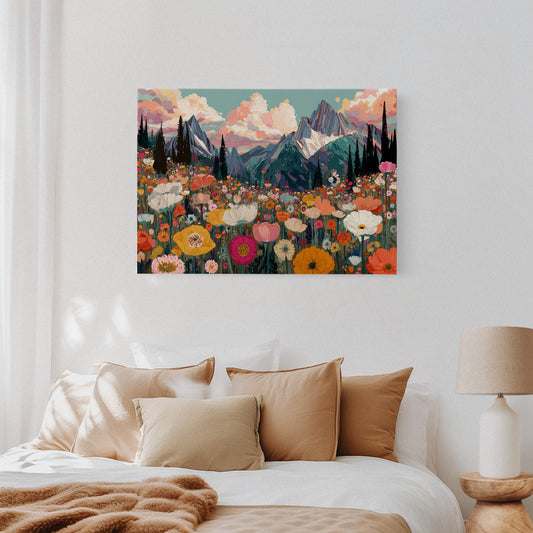 Alpine Meadows Bloom Under Peaks