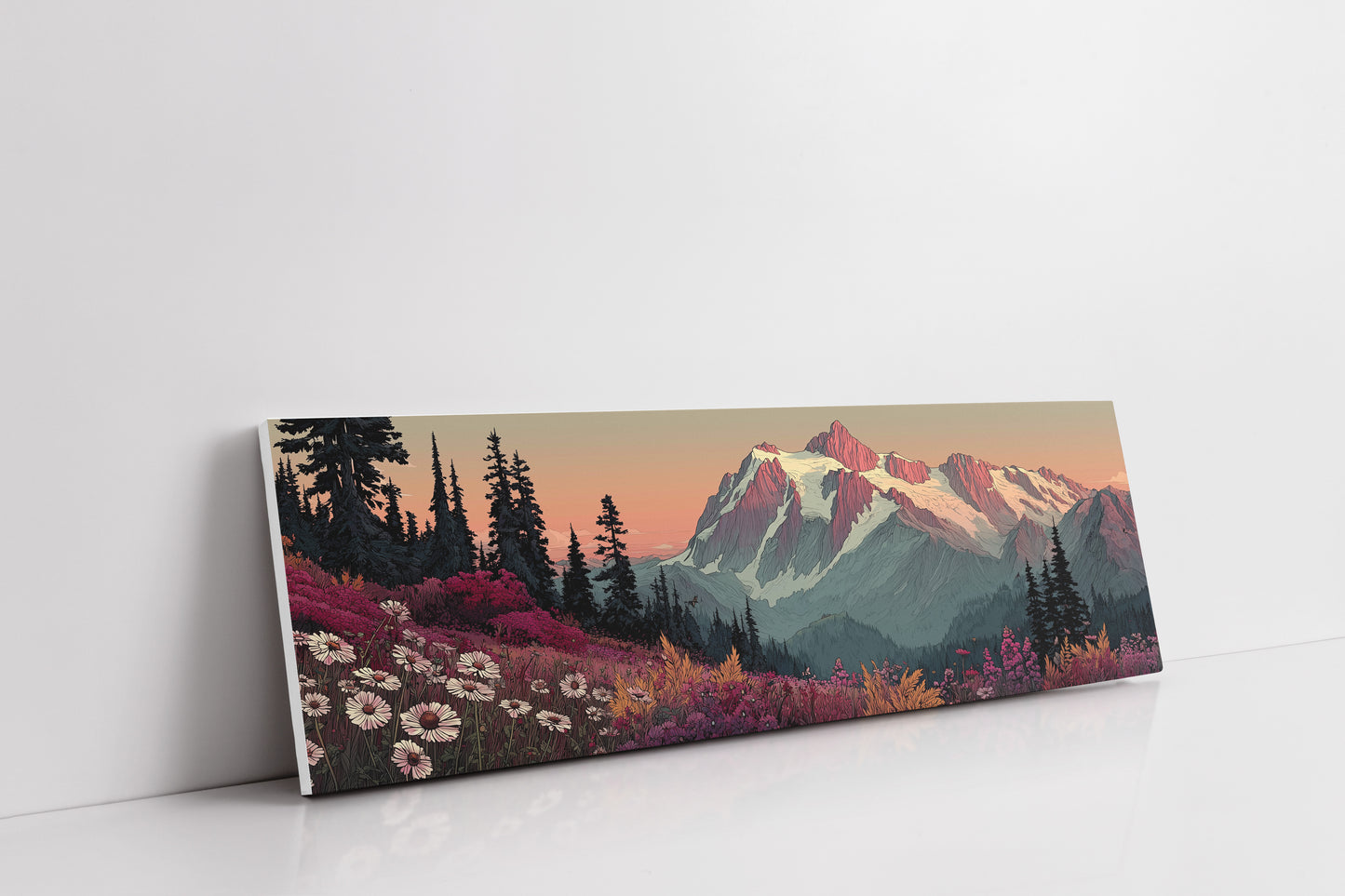 Wildflowers Beneath the Blushing Peaks