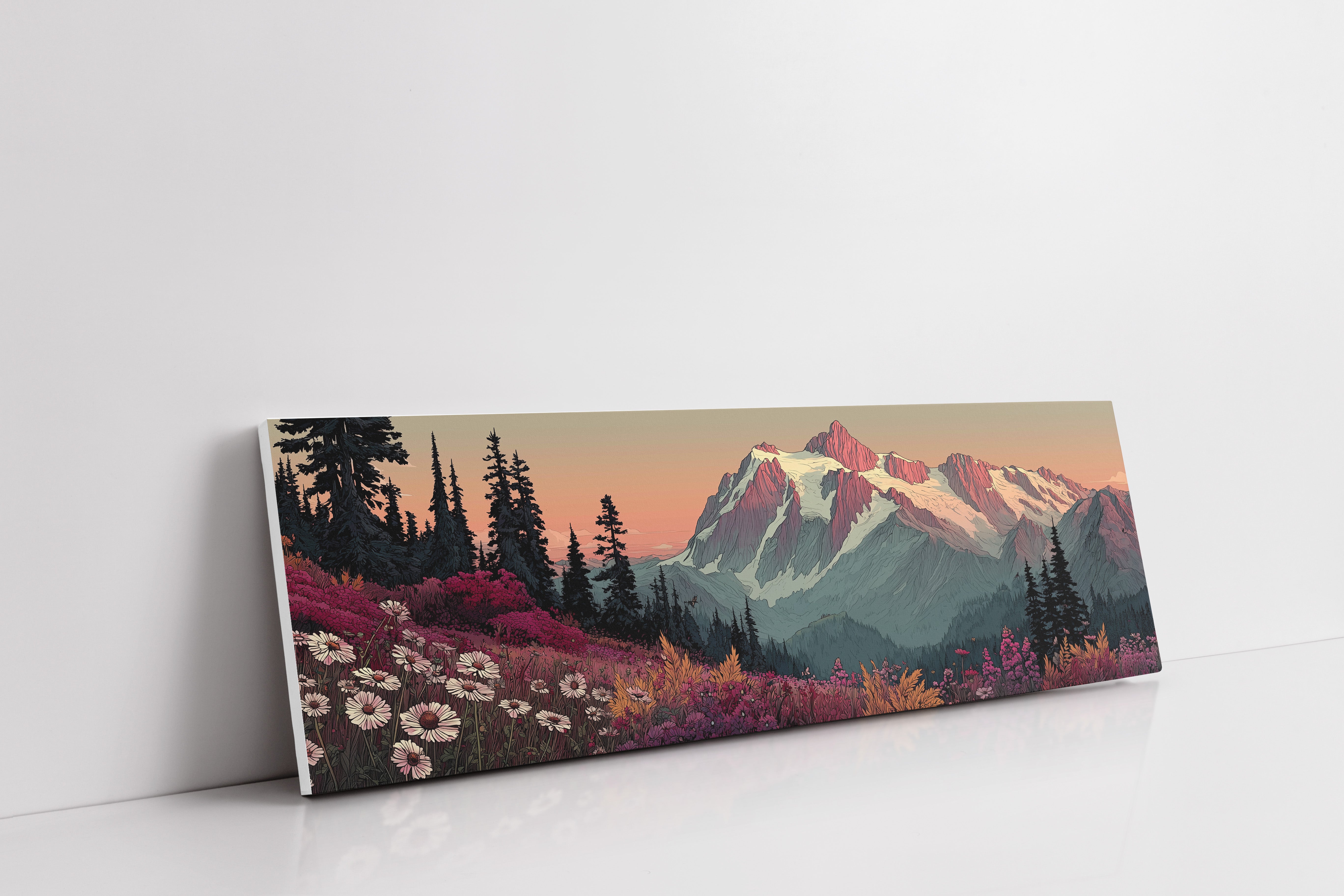 Wildflowers Beneath the Blushing Peaks