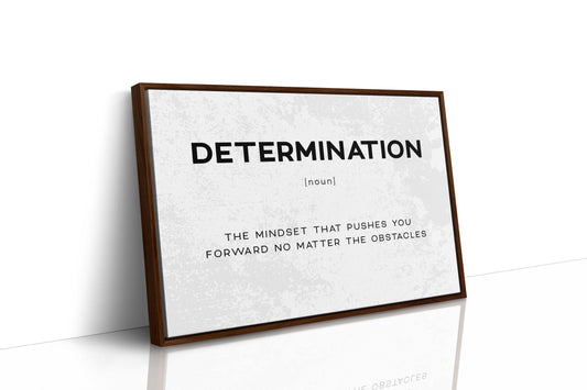 Determination Definition Canvas Art | Bold Motivational Typography Print for Home Office, Gym or Entrepreneur Décor