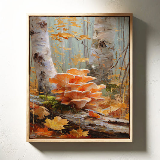 Autumn Mushrooms Dance Among Birch Trees