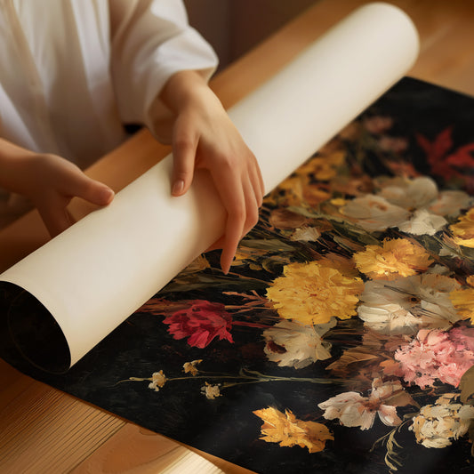 Golden Blooms Against Midnight Walls