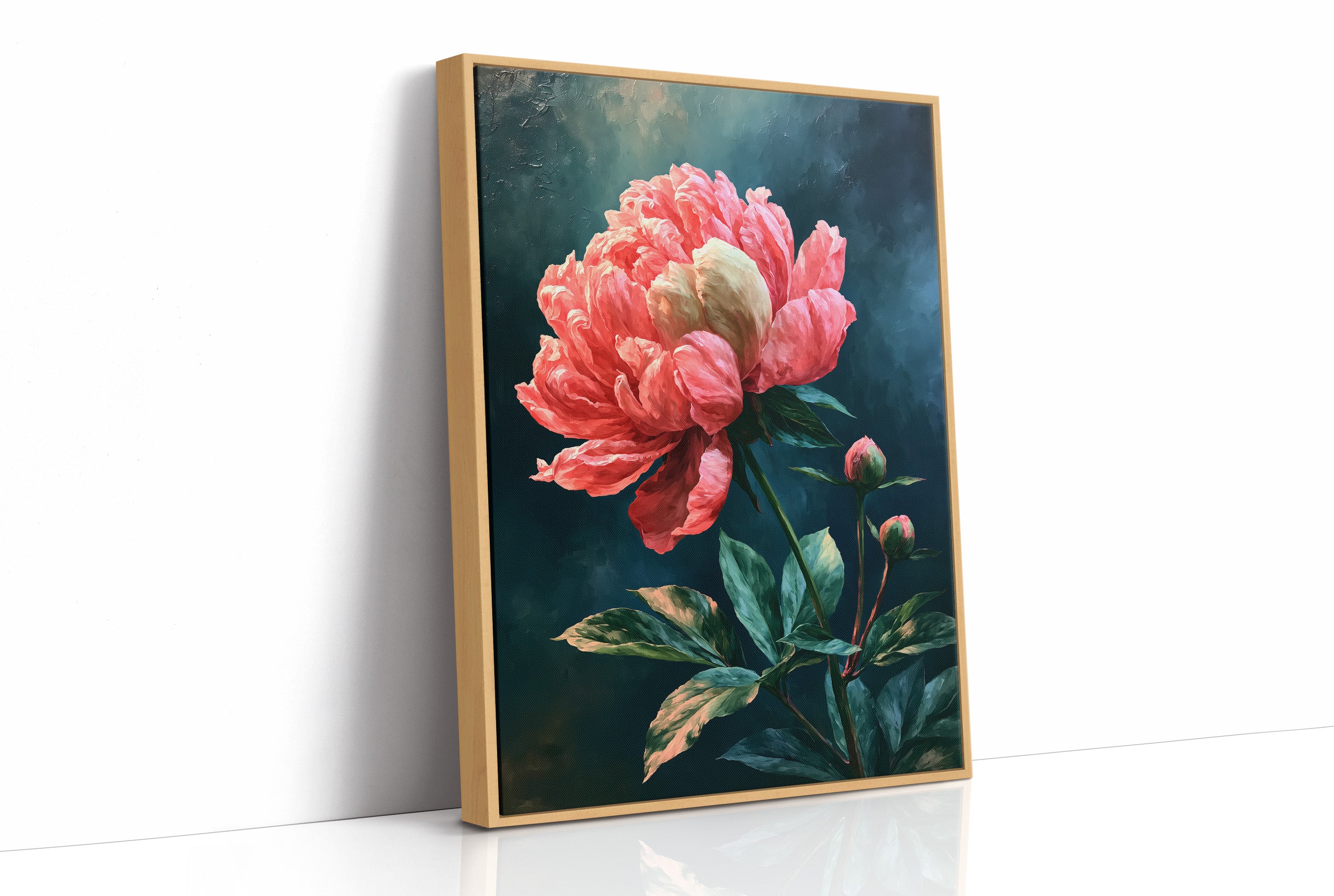 Coral Peony Against Midnight Blue