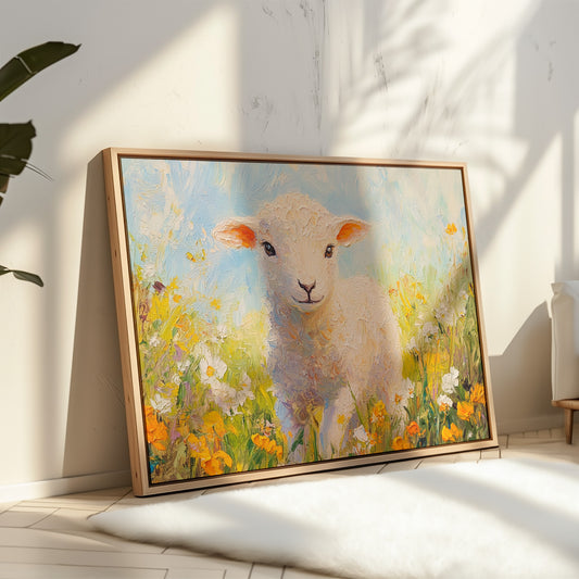 Spring Lamb Among Golden Meadows
