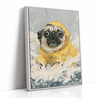 Pug Yellow Raincoat Portrait