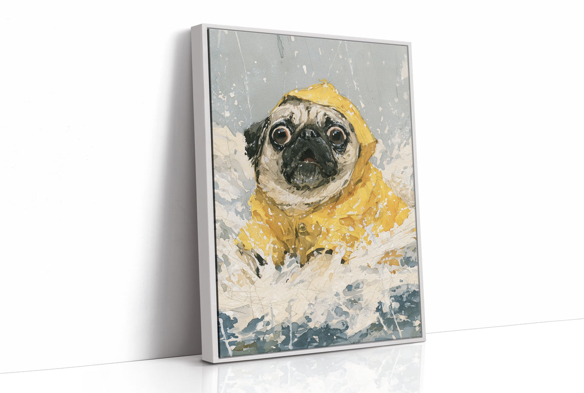 Pug Yellow Raincoat Portrait