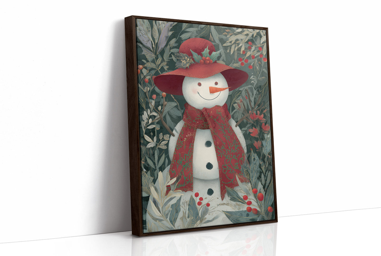 Winter Garden Snowman Wears Red