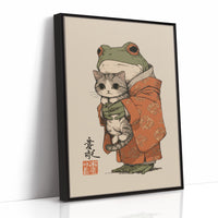 Frog Prince Cuddles Curious Kitten