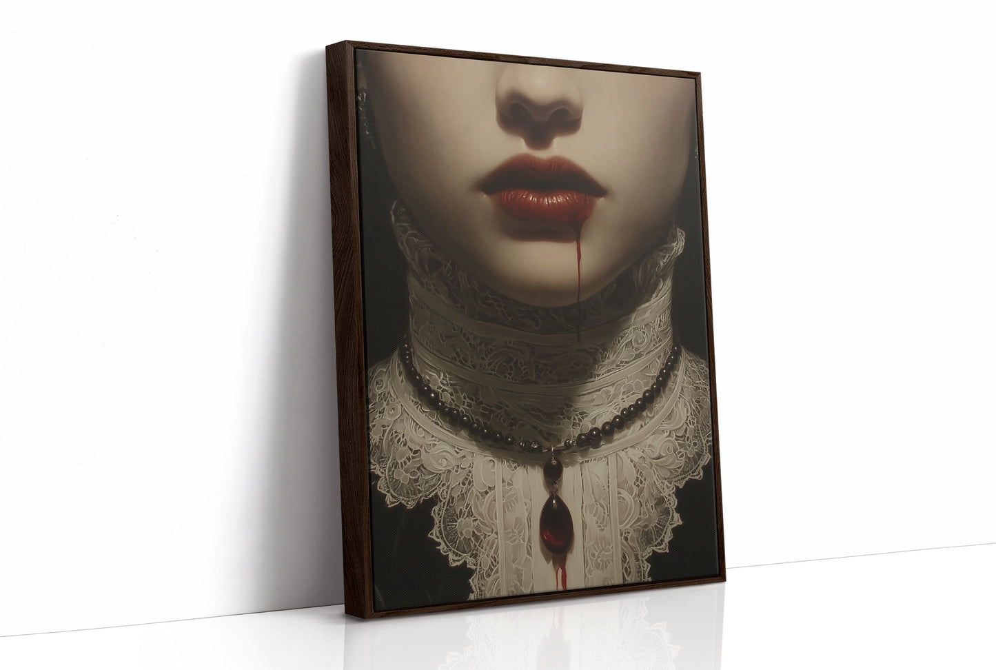 Crimson Secrets Behind Lace Collar