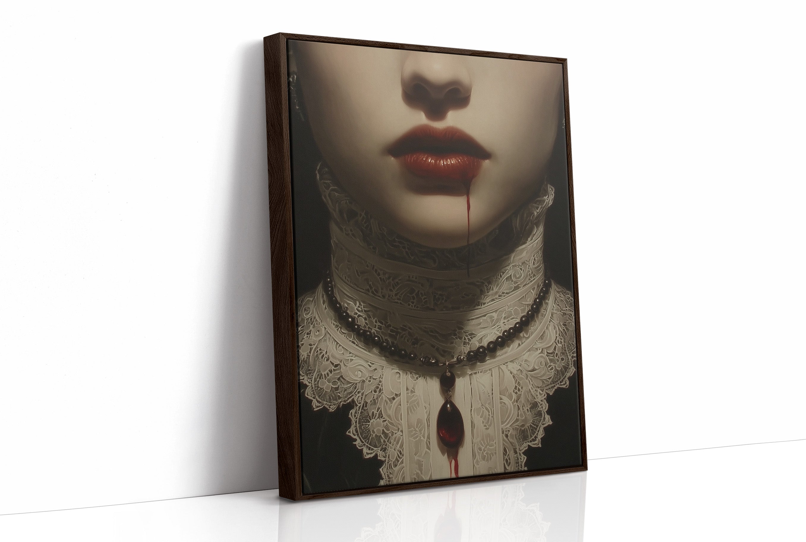 Crimson Secrets Behind Lace Collar