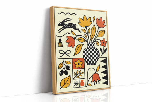 Checkered Vase Folk Still Life