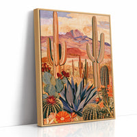 Purple Peaks, Orange Blossoms, Two Saguaros