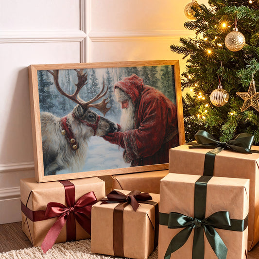 Reindeer Meets Winter's Gentle Friend