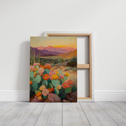 Desert Bloom Landscape – Southwestern Cactus Wall Art