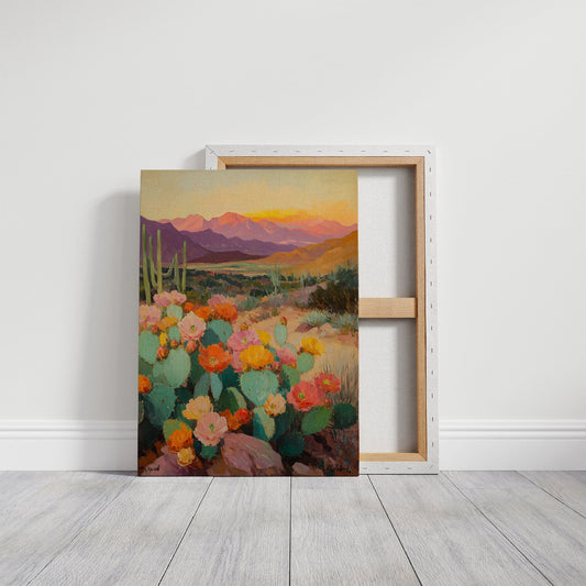 Desert Bloom Landscape – Southwestern Cactus Wall Art