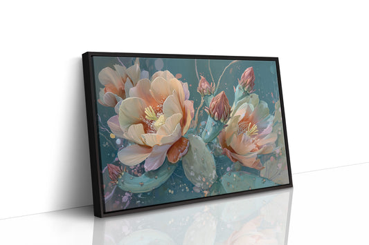 Desert Blooms Against Teal Sky